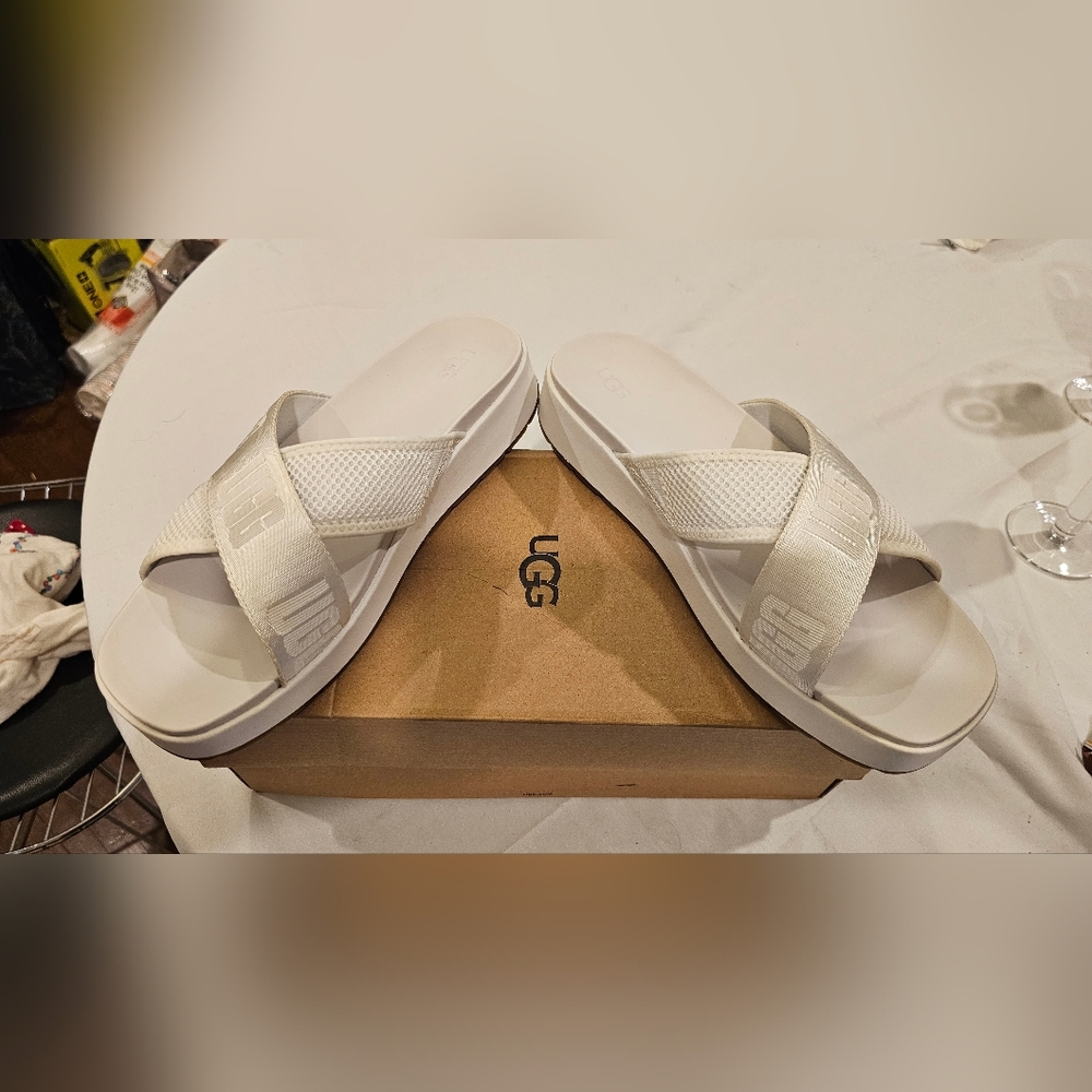 Ugg slip on Emily mesh sandals size 11 color white new and box